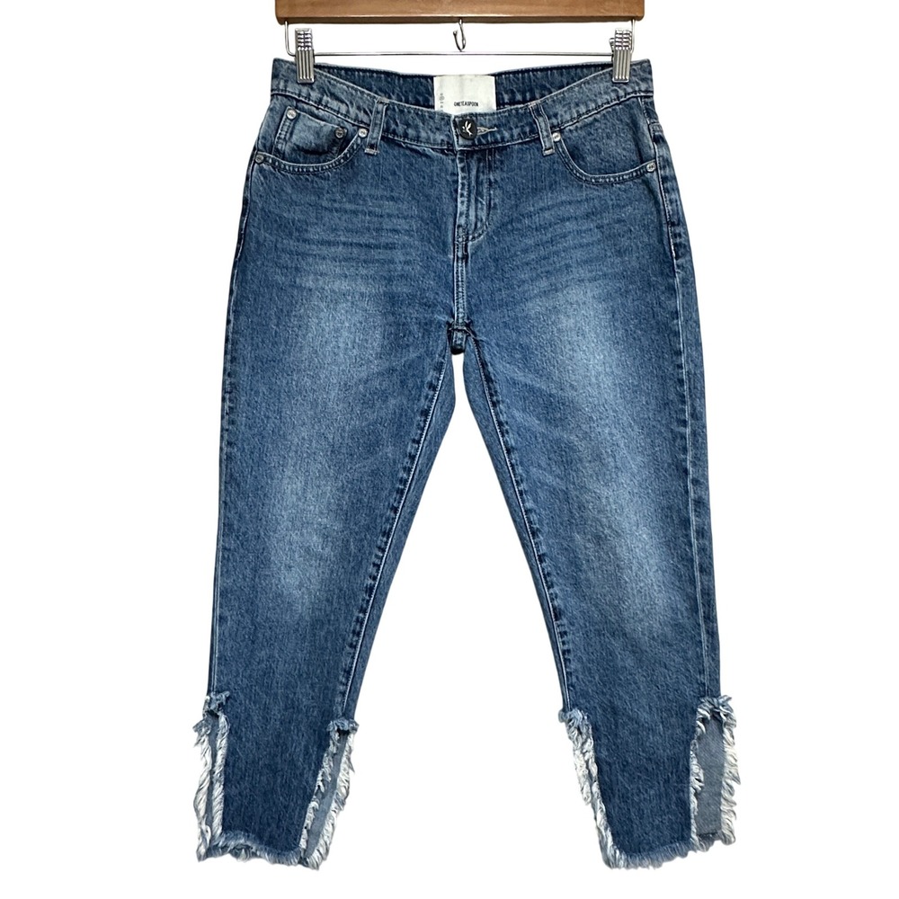 One Teaspoon Awesome Baggies Crop Frayed Hem‎ Jeans Womens 23P (29x25) Relaxed